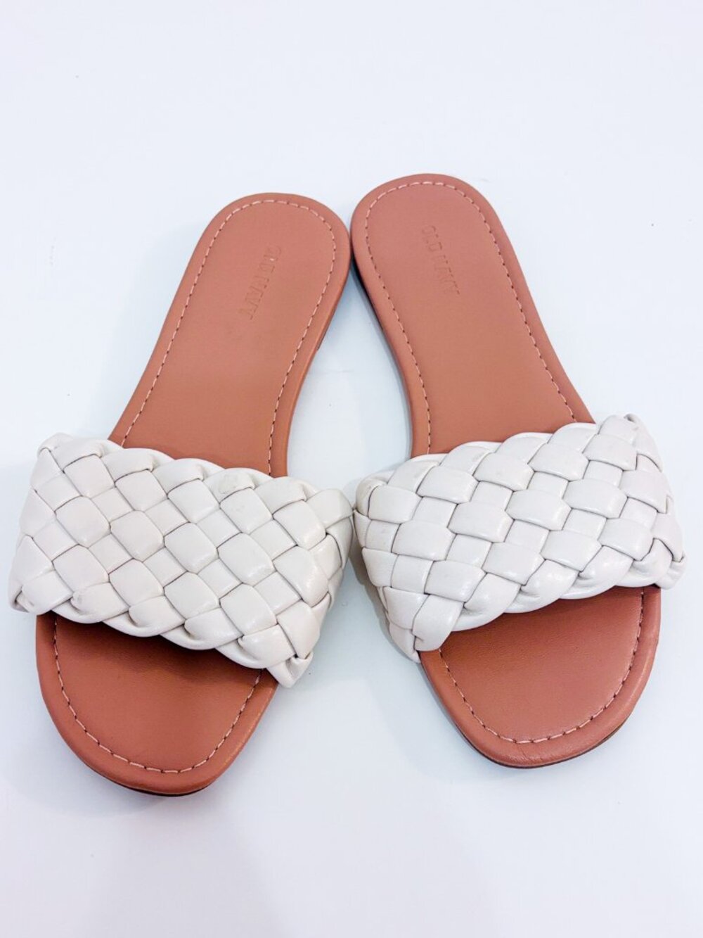 OLD NAVY Beige Woven Slide Sandals | Braided Minimalist | Size 8 - Picture 2 of 6